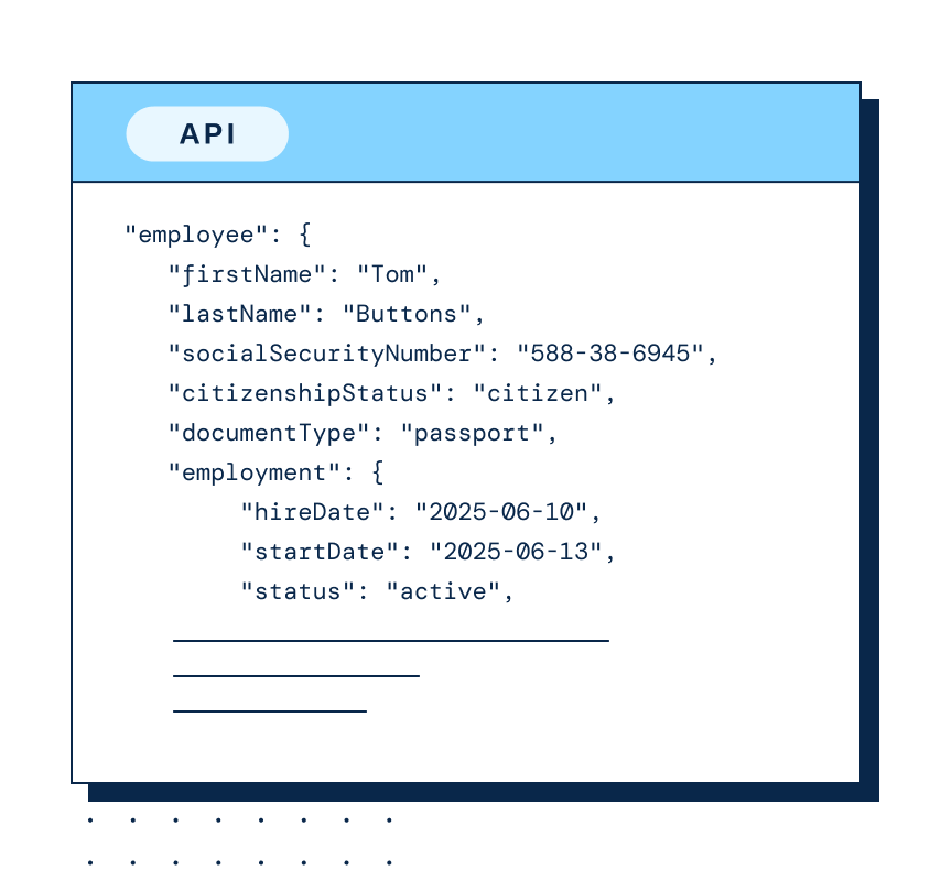 Input a few employee details via API.